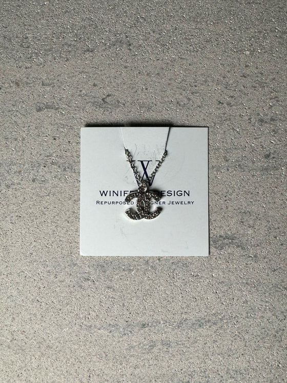 Winifred Design Dainty Sterling Silver 18'' Chanel Rhinestone Necklace