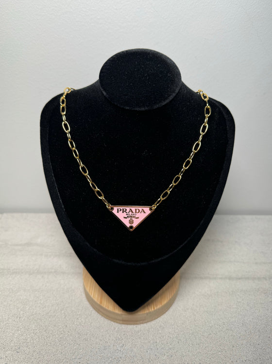 Winifred Design Skinny Pink Prada Gold Necklace