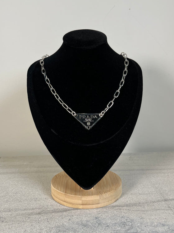 Prada Black/Silver 18" Paperclip Chain Necklace