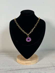  Louis Vuitton Green/Purple Charm 18" Paperclip Chain Necklace