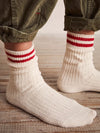 Free People Jackson Cozy Stripe Socks in Classic Red