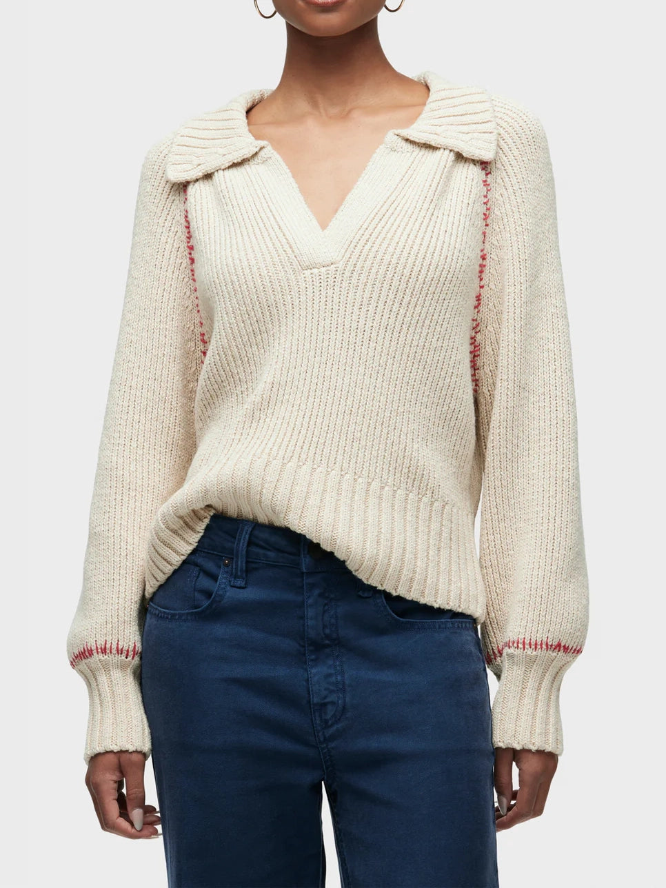  Hudson Collared Pullover in Creme