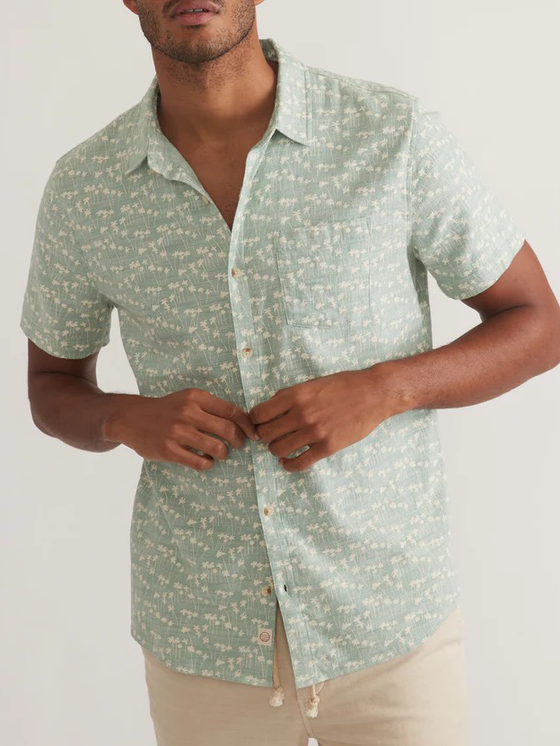 SS Classic Fit Stretch Selvage Short Sleeve Palm Print Marine Layer for Men