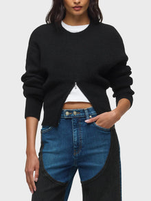  Hudson Jeans Lizbeth Front Zip Sweater in Black