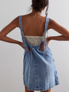 Free People Skirtall High Roller Denim Mini Dress Overall Light Wash Denim in Follow Your Heart