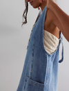 Free People Skirtall High Roller Denim Mini Dress Overall Light Wash Denim in Follow Your Heart