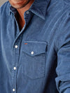 Criquet Long Sleeve Corduroy Pearl Snap in Slate Blue