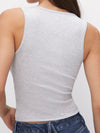 Good American Micro Rib Tank Top in Heather Grey001