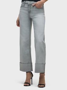  Hudson Jeans Rosie High-Rise Wide Leg with Cuff in Washed Slate