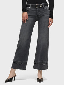  Hudson Rosie High-Rise Wide Leg Ankle Raw Hem in Asphalt