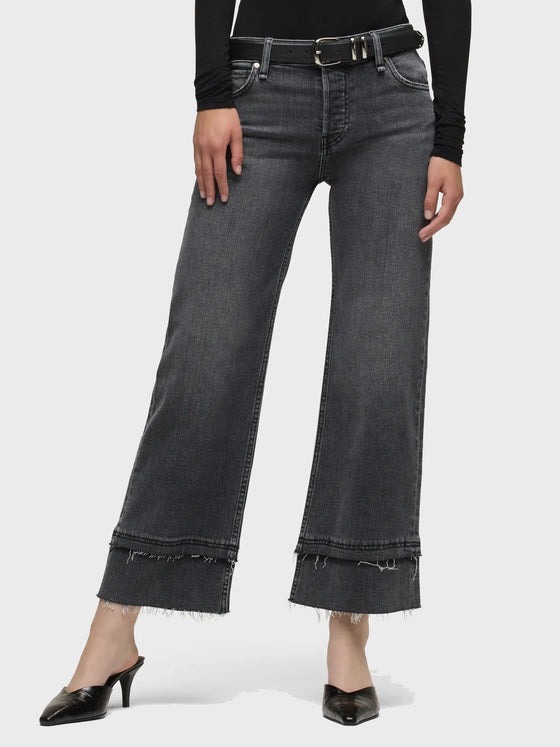 Hudson Rosie High-Rise Wide Leg Ankle Raw Hem in Asphalt
