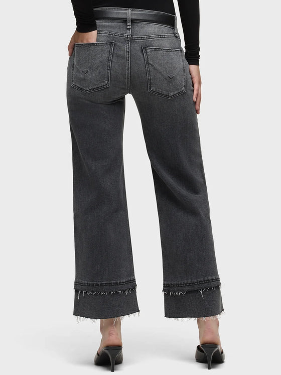 Hudson Rosie High-Rise Wide Leg Ankle Raw Hem in Asphalt