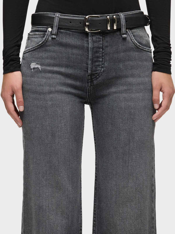 Hudson Rosie High-Rise Wide Leg Ankle Raw Hem in Asphalt