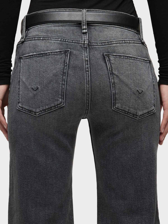 Hudson Rosie High-Rise Wide Leg Ankle Raw Hem in Asphalt