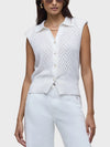Hudson Jeans Knitted Sleeveless Collared Top in Starch