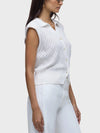 Hudson Jeans Knitted Sleeveless Collared Top in Starch