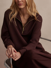 Varley's Hawley Half Zip Sweat in Coffee Bean