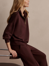 Varley's Hawley Half Zip Sweat in Coffee Bean