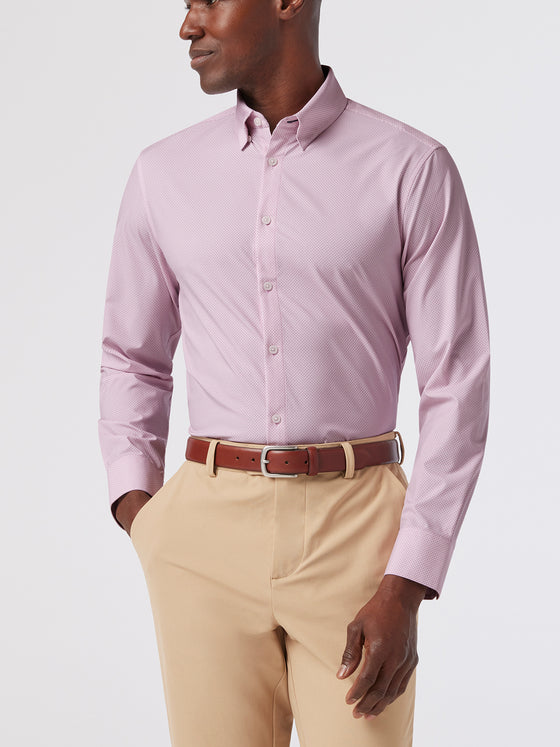 Mizzen+Main Leeward Long Sleeve Dress Shirt in Rose Pressed Diamonds