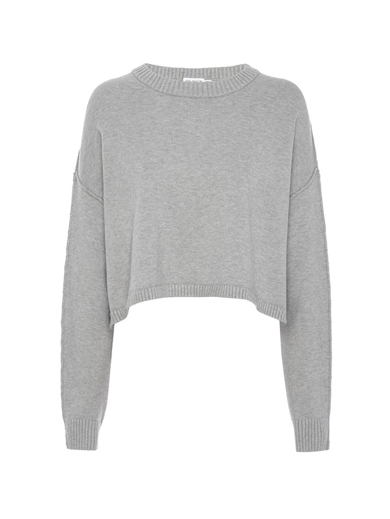 Good American Cozy Knit Crew Neck in Melange Grey
