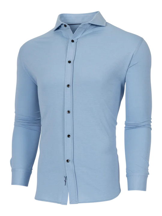 Greyson Woodward Pique Shirt in Wolf Blue