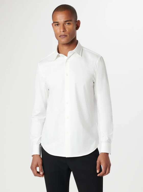 Bugatchi Long Sleeve White Button Down Men's Dress Shirt