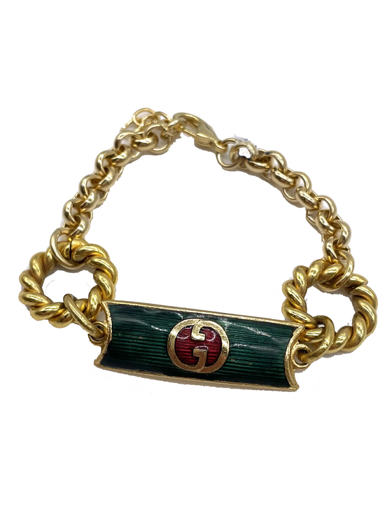 1970s Vintage Gucci Chain Belt Bracelet in Green from Winifred Design