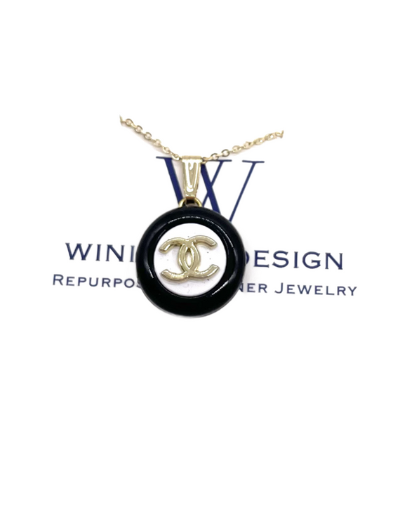 Black & White Chanel 14K Gold Filled Dainty Chain Necklace from Winifred Design