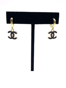  Black Chanel Gold Huggies Earrings from Winifred Design