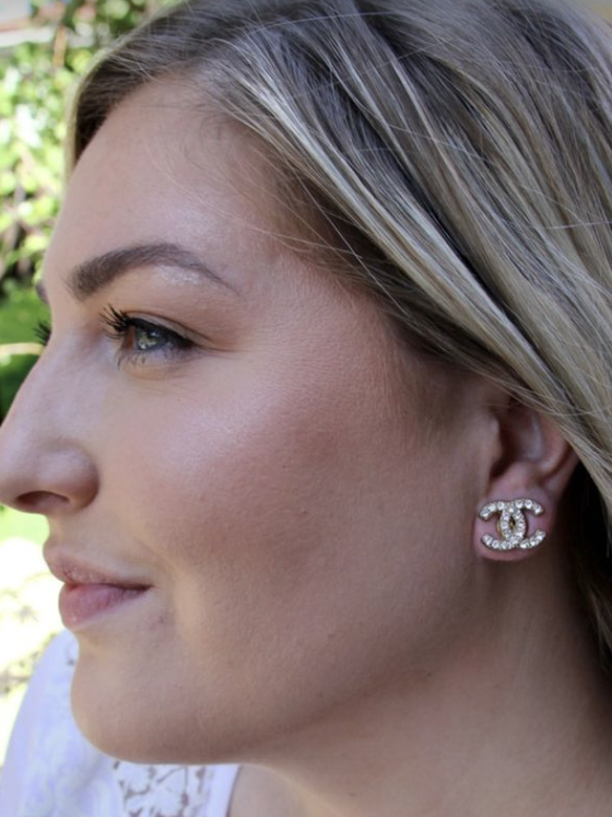 Chanel Gold & Rhinestone Stud Earrings from Winifred Design