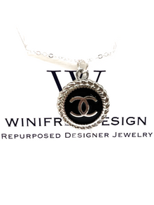  Chanel Silver 16mm Button Pendant in Black Winifred Design