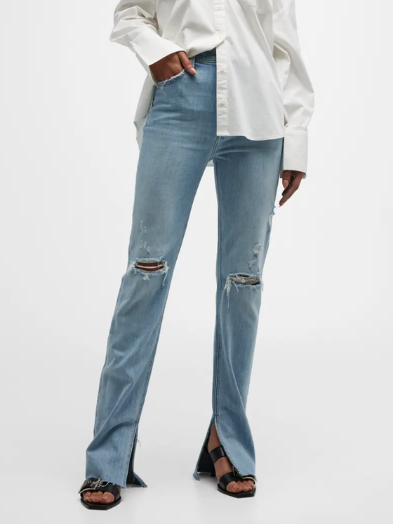 Pistola | Colleen High Rise Slim Straight in Bay Distressed