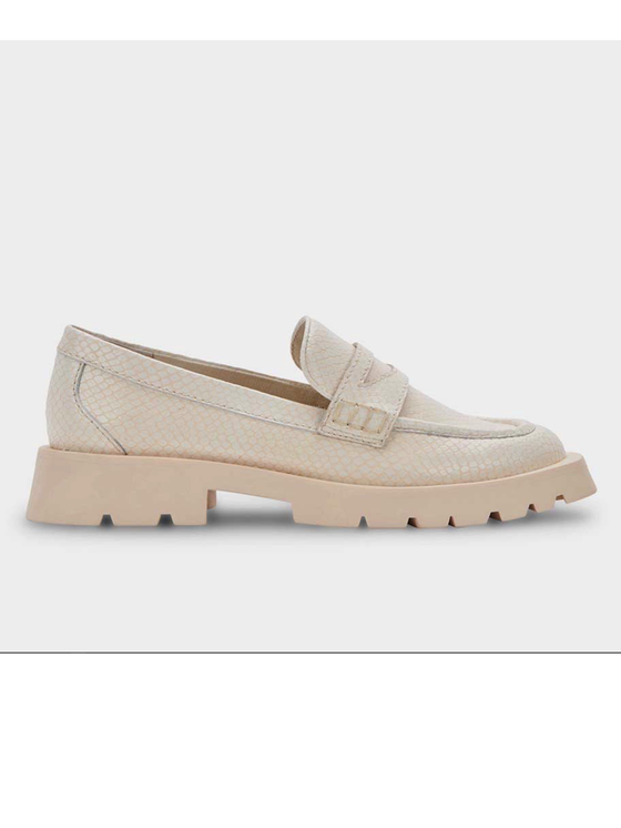 Dolce Vita Elias Flats in Ivory Embossed Leather