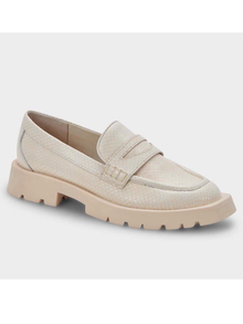  Dolce Vita Elias Flats in Ivory Embossed Leather
